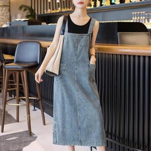 TEMU 여성 2025 여름 신상 캐주얼 데님 미디 멜빵 원피스 | 루즈핏 | 봄여름가을 빅사이즈 데님 멜빵 원피스 | 원피스 | 스커트|여름원피스|데님원피스|가을원피스