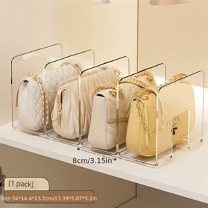 TEMU 1개 다기능 가방 정리대 - 투명 선반 포함, 공간 절약형 옷장 수납 선반, 튼튼한 플라스틱 제작, 핸드백·가방·신발용 - 홈, 기숙사, 사무실, 소매점에 이상적, 도구 없이 간편 조립, 컴팩트 디자인, 견고한 구조, 패션 애호가, 책 보관함, 책 정리함, 포켓 정리함, 여성용 주머니 정리함, 지갑 정리함, 수납 박스