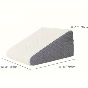TEMU 1pc 에르고닉 웨지 베개, 상단, 중간 소프트 지원, 등과 다리, 손 세척 가능한 커버, 잠과 독서를 위한 가벼운 삼각형 침대 베개, 100% 폴리에스테르, 짠 천|허리보호대