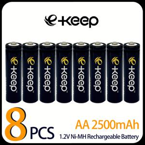 TEMU 8개입 e-keep AA R6 1.2V Ni-MH 충전식 2500mAh 고용량, 저자가 방전(500회 충전), 리모컨, 알람시계, 초인종, 게임패드, 손전등, 카메라용 장시간 지속 전원 - AA 대용량 팩