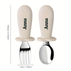 TEMU 맞춤형, 맞춤 가능, 맞춤 TYRY.HU 아기 유아용 실리콘 스테인리스 스틸 식기 숟가락과 포크 세트, 크리스마스 할로윈 선물