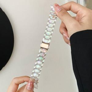 TEMU 1개의 우아한 수지 스마트워치 밴드, 20mm 투명 레이저 스트랩, 삼성 3/액티브 2/화미 아마즈핏 GTS 2/2E/2 미니 호환 - 멋진 손목 액세서리
