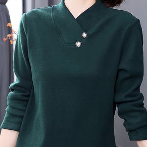 TEMU 여성용 우아한 긴팔 터틀넥 스웨터 - 다크 그린, 3버튼 프론트 플래킷, 두꺼운 따뜻한 원단, 대형 사이즈 가능, 세탁기 사용 가능, 가을 레이어링 필수품, 사무실 복장, 시대를 초월하는 디자인, 내구성 있는 구조, 버튼업 탑, 겨울 필수 아이템, 캐주얼 웨어, 클래식 스타일, 부드러운 질감, 스타일리시 옷장