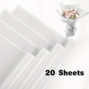 TEMU 20장 흰색 꽃 포장지, 단색 매트 매직 엣지 꽃 포장, 반투명 방수지, 꽃집 부케 포장, 생일, 결혼식, 사무용품을 위한 우아한 클래식 선물 포장