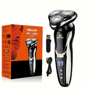TEMU 3-in-1 전기 면도기 세트, 코털 정리기 및 턱수염 트리머 포함, 600mAh 충전식 리튬 배터리, 스마트 LED 디스플레이 화면, 부활절 아버지의 날 선물 - 남자친구와 형제를 위한 최고의 선물