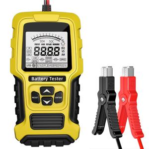 TEMU 12V/24V 차량 배터리 테스터 LCD 디스플레이 - 자동차, 트럭, 및 SUV용 범용 납산 배터리 진단 도구, 3A에서 200Ah 범위, 9 표준, ABS 소재, 3.5인치 스크린, 12V 배터리, 배터리 진단 도구 | 빨간색과 검은색 색상 | 내구성 있는 구조, 배터리 테스터, 배터리 없음