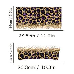 TEMU 2pcs/set Glitter Leopard Print 조합 디자인, UV DTF 포장, 프린트 자체 접착 전이 종이 DTF 전이 종이, 40oz 유리 컵, 컵, 병, 학교 용품 등에 적합, 예술 공예, DIY 예술 용품