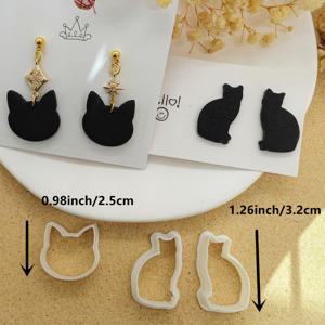TEMU 귀걸이 DIY 만들기용 고양이 모양 폴리머 클레이 커터 세트 3개