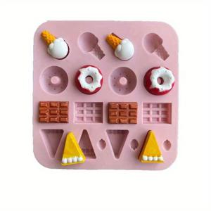 TEMU 3D 실리콘 디저트 모양 세트, 귀여운 폰단 아이스크림과 돈ัท 모양, DIY 케이크 장식 도구, 가정용 베이킹 액세서리