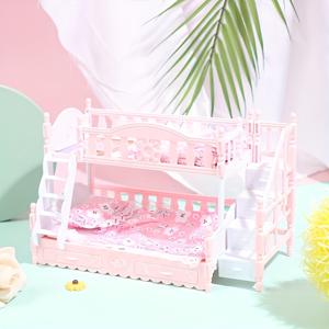 TEMU 1pc 모형 집 가구 이중층 상하 이중층 시트 및 베개 장난감 홈 액세서리, 1pc 미니 인형 침대 상하 이중층 디자인, 룸에 적합, 전기 없음, 휴일 선물, 18