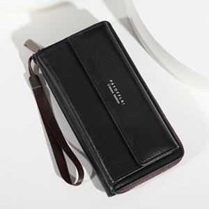 TEMU 1개 남성용 빈티지 인조 가죽 지갑, 손목 스트랩 포함, 비즈니스 스타일 긴 지퍼 지갑, 다중 카드 슬롯 - 블랙, 다크 브라운, 카드, 브라운 옵션