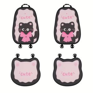 TEMU 귀여운 고양이 캐릭터 카시트 쿠션 세트, 보호 및 통기성 좋은 먼지 방지 다용도 실내 액세서리