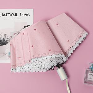 TEMU 여성용 우아한 플로럴 파라솔 - 페이스텔 민트 그린 & 화이트, 5단 접이식 여행용 가벼운 선우산, 정장 및 일상 사용 가능, 수동 오픈, 레이스 트림, 내구성 강화, 야외 액세서리, 필수 여행 아이템|양산
