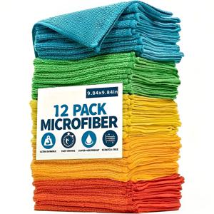 TEMU 12pcs 다기능 주방 수건, 5겹 청소천 세트 – 내구성과 높은 흡수력으로 거실, 침실, 욕실 & 가구용 – 얼룩과지스를 쉽게 제거