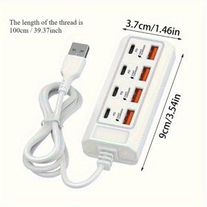TEMU 4/8 포트 USB 고속 충전기 | 태블릿, 노트북 및 스마트 기기용 멀티포트 고속 충전 허브 | 5V USB 장치 호환 | 동시 충전 , 컴팩트 디자인, 내구성 강화, 기술 애호가용, 사무실 액세서리, 세련된 디자인