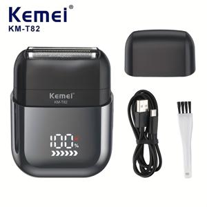 TEMU 케메이 KM-T82 남성용 전기 면도기 - 60분 연속 사용, 빠른 면도, 건식/습식 겸용, 휴대용 리튬이온 면도기, 자동 세척 시스템, 여행용 저전압 면도기