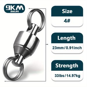 TEMU /100개 헤비듀티 스테인리스 스틸 & 구리 볼 베어링 낚시 스위블 스플릿 링 포함 - 해수/담수 내식성, 0-10# 사이즈 (0#/10# 인기) 트롤링, 대형 게임 피쉬, 헤비 라인 커넥터용 (낚시)