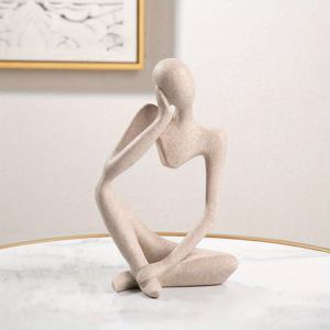 TEMU 1pc 수지 인물 조각품, 사고하는 사람 추상 장식품, 집 사무실 책장 책상 장식용 조각품|책꽂이|책장