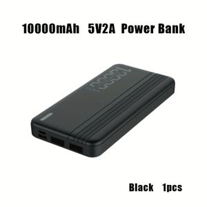 TEMU 듀얼 USB 포트 5V2A 10000mAh, 휴대폰, 블루투스 스피커, USB 미니 핸드헬드 팬/데스크탑 팬, MP3 및 기타 USB 장치용, 야외 비상 배터리 팩, 슬림 디자인, 휴대 간편