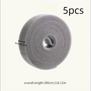 TEMU 5개입 강력 접착식 후크 & 루프 테이프 - 118인치(300cm) 와이어, 케이블, 식물, 머리카락용 내구성 다목적 제거 가능 밴딩 스트랩, 잔여물 없는 튼튼한 멀티퍼포즈 고정끈