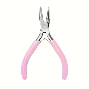 TEMU 1개 5인치 핑크 손잡이 정밀 원형 오목 플라이어 - DIY 와이어 랩핑, 굽힘, 보석 제작 취미용 반원형 입구 & 하프-슬롯 니들 롤링 플라이어, 인체공학적 디자인의 금속 주얼리 도구, 날카로운 메탈 구조