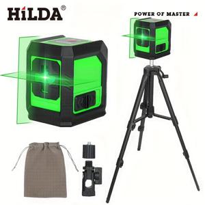TEMU HILDA 100피트 자체 레벨링 레이저 레벨 삼각대 포함 - 그림 걸기, 타일, 홈 리노베이션, 운반 가방 포함(25.6인치 삼각대), 배터리 구동, 0.4mW-1mW 레이저 전력, 36V 이하, 홈 개선 도구 | 현대적인 홈 데코 | 내구성 있는 플라스틱 바디, 건설용 레이저 레벨, 전문가용 레이저 레벨, 초강력 레이저, 레이저 측정 도구