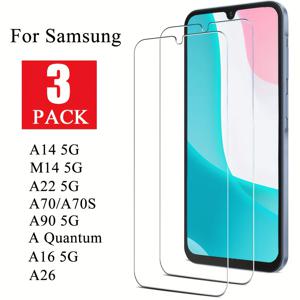 TEMU 삼성 갤럭시 A Quantum/A16/A26/A70/A70S/M14/A90 5G 시리즈용 HD 강화유리 보호필름 3개입, 9H 경도, 완전 투명, 스크래치 방지, 지문 방지, 케이스 불필요