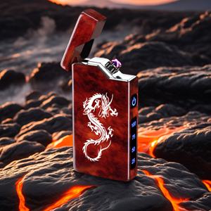 TEMU USB 충전식 전기 라이터 - 듀얼 아크 플라즈마 점화, LED 배터리 표시기, 원버튼 작동, 컴팩트 포켓 라이터 - AA/USB 호환 가능 - 캠핑, 양초, 향로, 가정용, 사무실용 - 리튬 폴리머 배터리 포함 - 안전한 전자 라이터, 재충전 가능한 라이터, 스타일리시 액세서리, 세련된 메탈릭 디자인