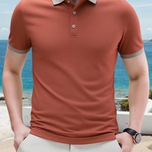 TEMU 남성용 라이트웨이트 셔츠 - 네이비 블루 - 통기성 좋은 여름용 버튼 프론트 칼라 셔츠, 캐주얼 & 오피스, 골프 착용 가능 - 기계 세탁 가능한 일상 및 정장용 - 디로니스 남성 의류, 클래식 칼라, 내구성 소재, 반팔 탑, 프로페셔널 스타일, 다목적 버튼업 상의, 쉬운 관리