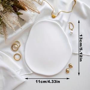 TEMU 1개 우아한 보석 트레이 - 홈, 오피스, 살롱, 전자상거래용 매끄러운 모서리 오벌형 보석 정리함 - 귀걸이, 반지, 목걸이, 시계, 열쇠를 위한 내구성 있는 레진 디스플레이 플레이트 - 보석 애호가를 위한 완벽한 선물, 미니멀 디자인, 광택 표면, 부티크 소유자를 위한 보석 트레이