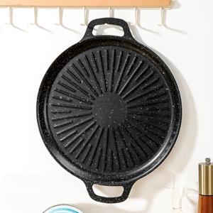 TEMU 다기능 한국식 BBQ 그릴팬 - 무연 비스틱 주철 중량급 상업용, 휴대용 실내/외부 사용 가능한 그릴로 집에서도 캠핑이나 파티에서 사용하기 좋음. 접시세척기 안전, Teflon 코팅과 안정적인 체인-장착형 디자인으로 샤브샤브, 불고기, 삼겹살에 완벽함 (여러 크기 제공)