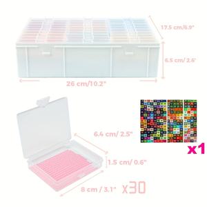 TEMU 30개 아트 보관 트레이 & 스탠드, 뚜껑 포함 2-in-1 페인팅 액세서리 세트, 합성 보석 도구 정리대|보석십자수