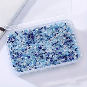 TEMU 80g/박스 수제 DIY 불규칙한 혼합 색상 파손 유리 조각 미네랄 칩 DIY 수지 금형 강 테이블 흐름 모래 충전 재료 파손 돌 스톰 장식