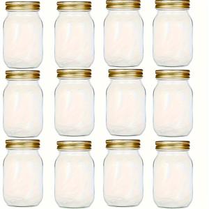 TEMU 6/12개 유리 메이슨 병 500ml/16oz - 재사용 가능한 라운드 컨테이너, 플립 탑 뚜껑, 손세척 전용, 잼, 샐러드 드레싱, 꿀, 샤워/결혼식 선물용 다용도 주방 보관함