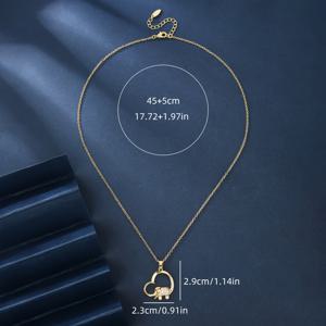 TEMU 18K 금 도금 코끼리 펜던트 목걸이 - 우아한 하트 모양 코끼리 매력, 지르코니아 인레이, 선물 및 휴가를 위한 조절 가능한 구리 체인 쥬얼리 - 부족 및 휴가 스타일 액세서리