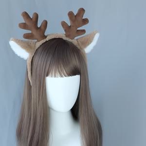 TEMU 귀여운 우아한 사슴 뿔 귀걸이 헤어밴드 한 쌍, 크리스마스 눈송이 순록 이어 밴드, 크리스마스 선물용으로 적합