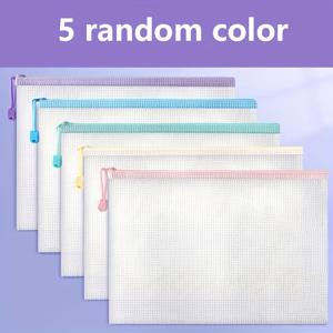 TEMU 파스텔 컬러 A4 PVC 지퍼 폴더 5개 세트 (핑크, 블루, 민트, 터키스, 화이트) - 학교, 사무실, 여행, 체스 게임, 보드 게임 보관 및 문서 정리용 내구성 있는 파일 오거나이저