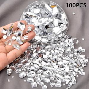 TEMU 100개 대형 수제 리니스트ONES 아크릴 혼합 모양 수제 구멍, DIY 옷, 공예, 의류, 신발 흰색