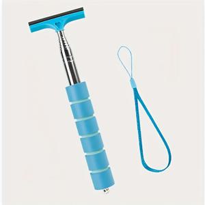 TEMU 1개 접이식 자동차 윈드실드 와이퍼 긴 손잡이 포함 - 휴대용 인체공학적 그립, 다양한 색상 옵션(오렌지/그린/블랙/핑크) 및 차량 거울 & 창문 빗물 청소용 끈 - 자동차 액세서리, 빗물 제거 도구 | 다용도 청소기 | 휴대가 편리한 그립, 윈드실드 클리너