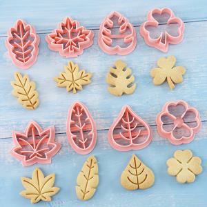 TEMU 8pcs 가을 잎 쿠키 커팅기 - 부드러운 흙 및 파운드 반죽 모양, 폴리프로필렌 소재, 졸업 및 유니테인 축하에 완벽, 쿠키 및 공예용 가을 테마 디자인