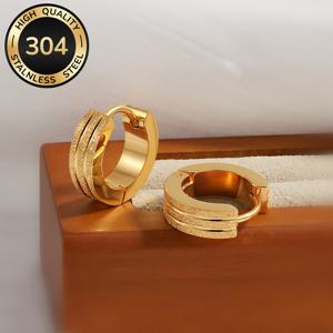 TEMU 고품질 304 스테인레스 스틸 원형 귀걸이, 힙합 스타일, 클래식 디자인, 18K 금장, 매트 핏, 탈색 방지, 일상 착용, 출퇴근, 여행, 휴가, 음악 축제, 파티, 선물에 적합
