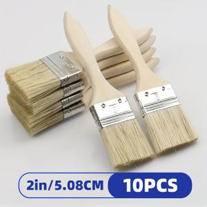 TEMU 10/30개 5.08cm 나무 손잡이 & 금속 페룰이 있는 플랫 페인트 브러시 - 예술, 공예, 바니싱, 접착제 사용용 다목적 - 실내외 수리 및 DIY 프로젝트용, 내구성 있는 플라스틱 손잡이가 있는 메탈릭 페룰 브러시