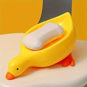 TEMU 1개 오리 모양 비누 받침대, 물빠짐 기능 내구성 플라스틱 사각형 욕실 비누 홀더, 디자인 샤워 & 욕조용, 쉽게 세척 및 보관 가능, 완벽한 선물 아이디어, 싱크 정리함, 튼튼한 구조, 욕실 필수품|비누받침대