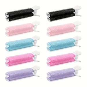 TEMU 10개입 볼륨 헤어 롤러 & 루트 클립 - 고온 내성 밀도 바브 디자인, 6가지 컬러 (블랙/핑크/블루/라이트 퍼플/피치/퍼플), 모든 머리 타입에 적합한 가벼운 휴대용 볼륨 클립, 여행용 미용 도구, 인체공학적 그립, 긴 중공 이빨, 미끄럼 방지 베이스, 빠른 스타일링, 홈 헤어스타일링