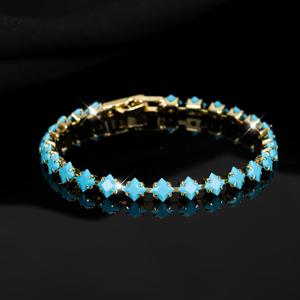 TEMU 1개 여성용 우아한 터키석 & 골드 톤 테니스 팔찌 - 구리 도금 18K 골드 도금 저감수성 항산화 성분, 터키석 비즈 & 골드 톤, 발렌타인데이, 크리스마스, 결혼식, 파티, 데일리 착용을 위한 완벽한 선물