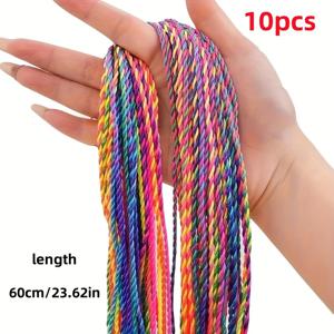 TEMU 메탈릭 비즈 컬러풀 브레이드 헤어 로프 - 그라데이션 DIY 헤어스타일, 페스티벌 & 파티용 청소년 및 성인용 캐주얼 스타일