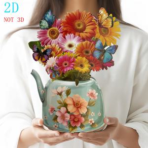 TEMU 파시메이드 12인치 3D 팝업 플라워 카드 (레이저 컷 나비 & 봉투 포함) - 생일, 결혼식, 기념일, 감사 인사용 빈 노트카드, 종이, 특별한 날을 위한 선물용 스테이션러리, 고급스러운 꽃무늬 티포트 디자인, 생일 축하 카드