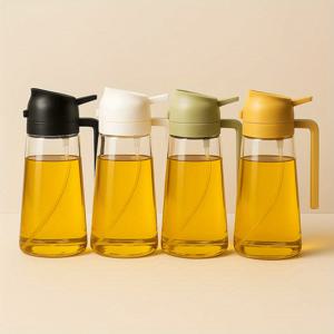 TEMU 4개 세트 주방용 오일 스프레이 병 | 470ml 대용량 유리 오일 디스펜서 | 분사 및 붓기 겸용 | 에어프라이어/올리브오일/간장/요리용유 호환 가능 | 누수 방지 설계, 쉽게 세척|에어프라이어|오일스프레이