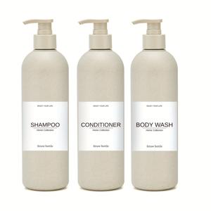 TEMU 1세트/3개 샴푸, 컨디셔너 & 바디워시 디스펜서 키트 - 500ml (16.9oz) 욕실 정리용 병 + 추가 라벨 3개 포함