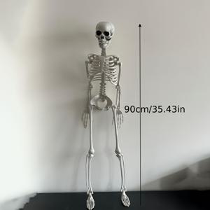 TEMU 크레이지 본즈 실물 크기 해골 - 90cm/35.46인치 리얼리스틱 관절, 움직이는 발목, 두개골(해골) - 야외 할로윈 장식 - 전기 불필요 - 호러 하우스, 파티, 할로윈 소품에 완벽, 튼튼한 구조